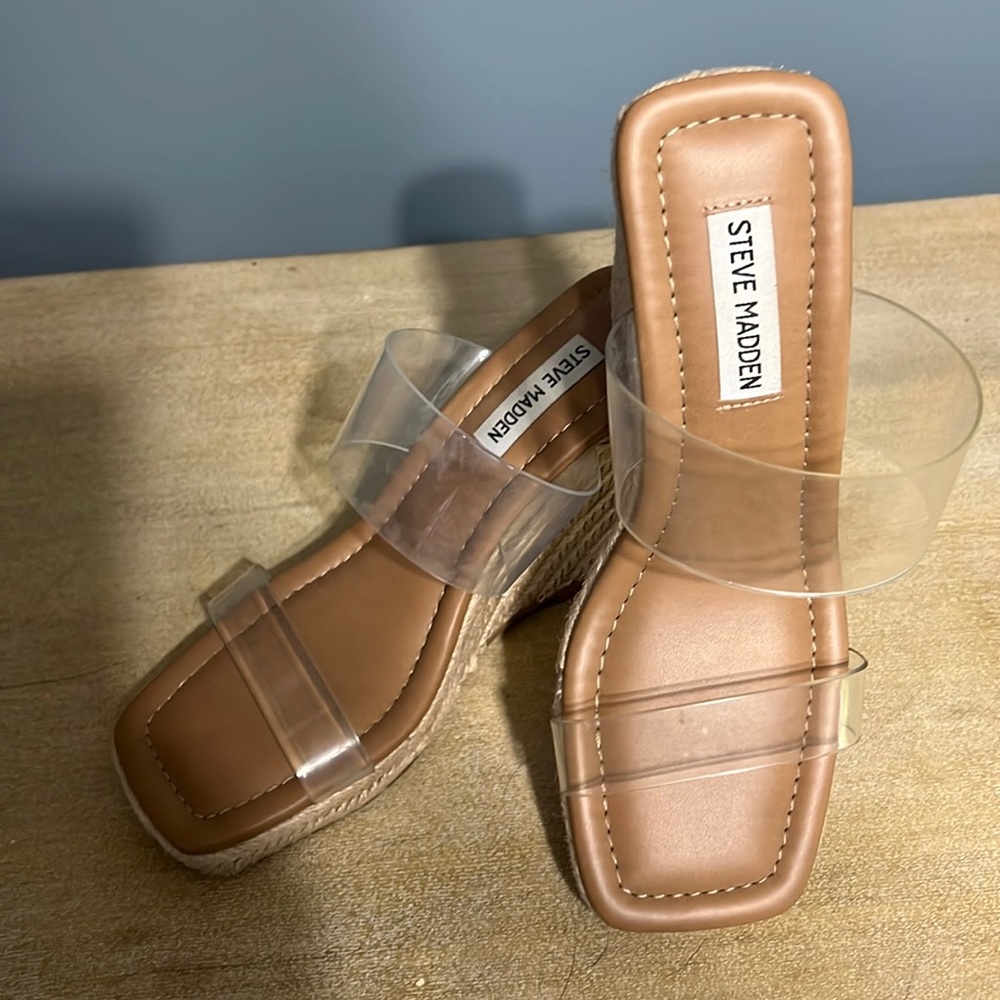 NEVER Worn. Size 8 clear Steve Madden wedges